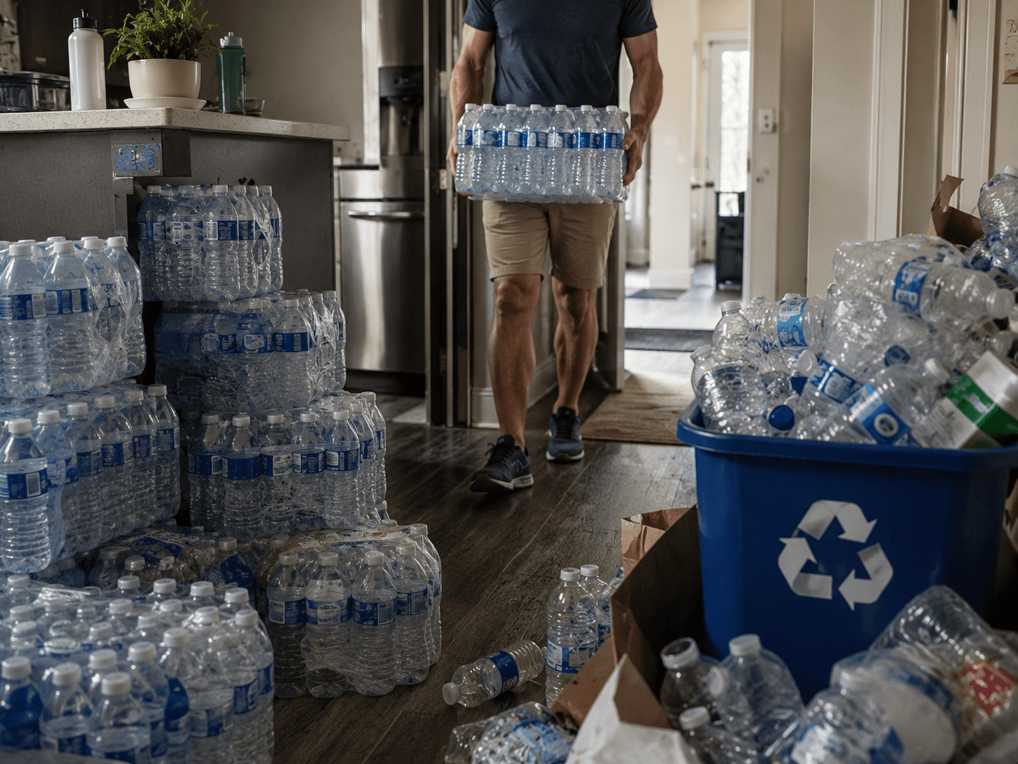 Buying too much bottled water