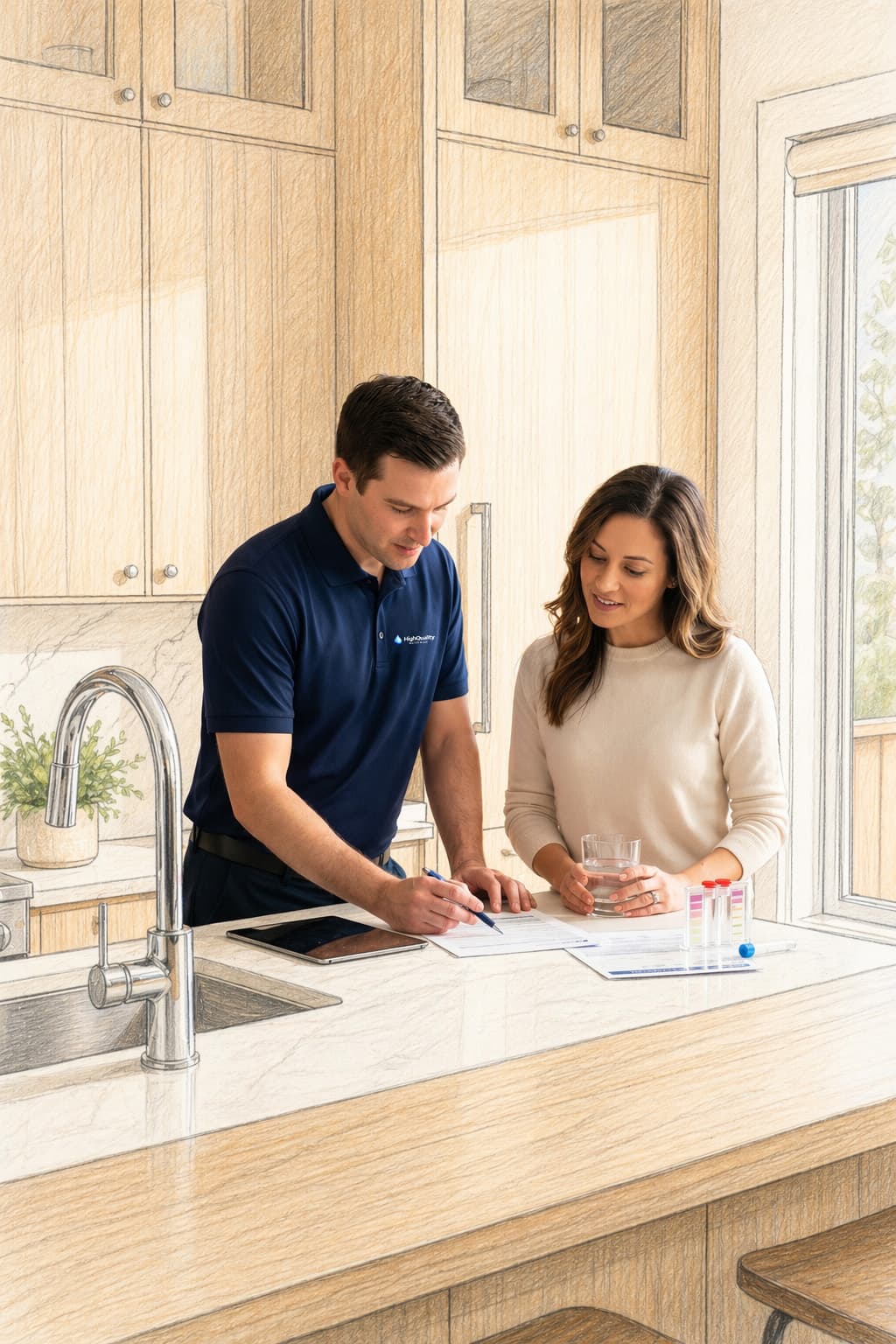 HQWAA water specialist explaining test results to a homeowner