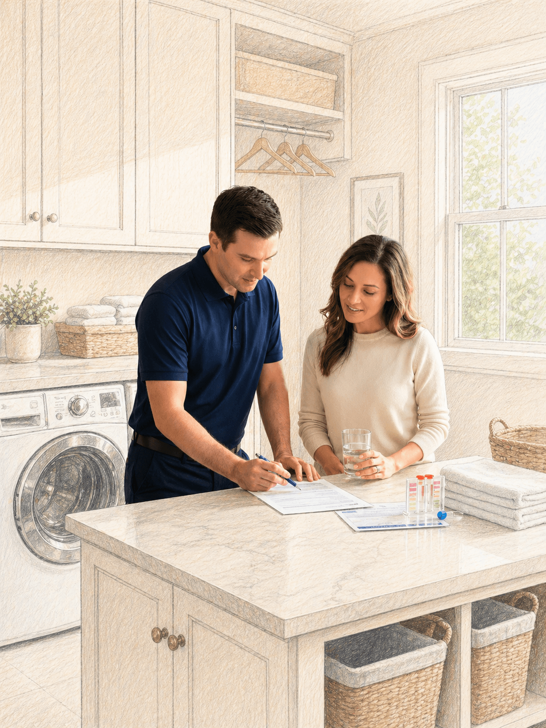 HQWAA water specialist explaining test results to a homeowner