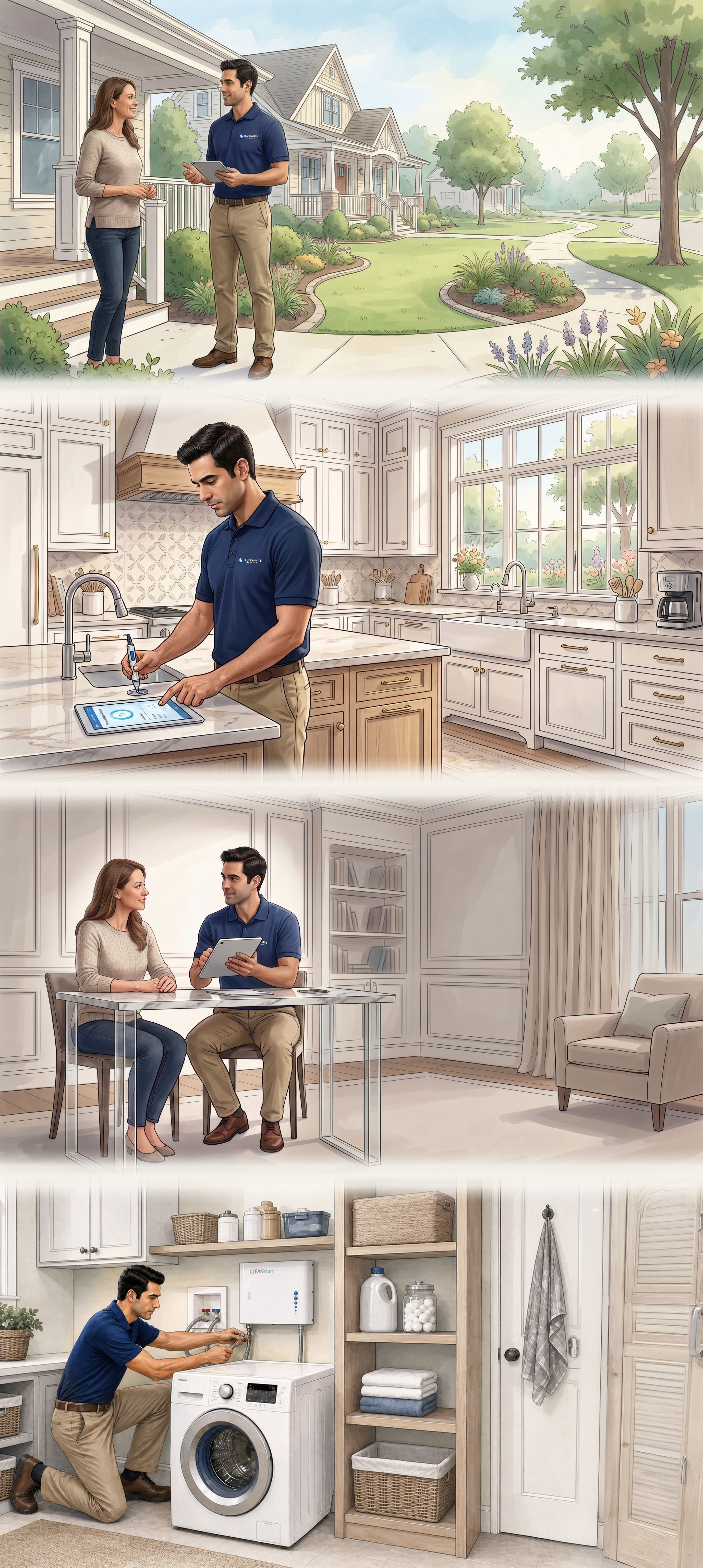 Laundry setup review and installation process storyboard