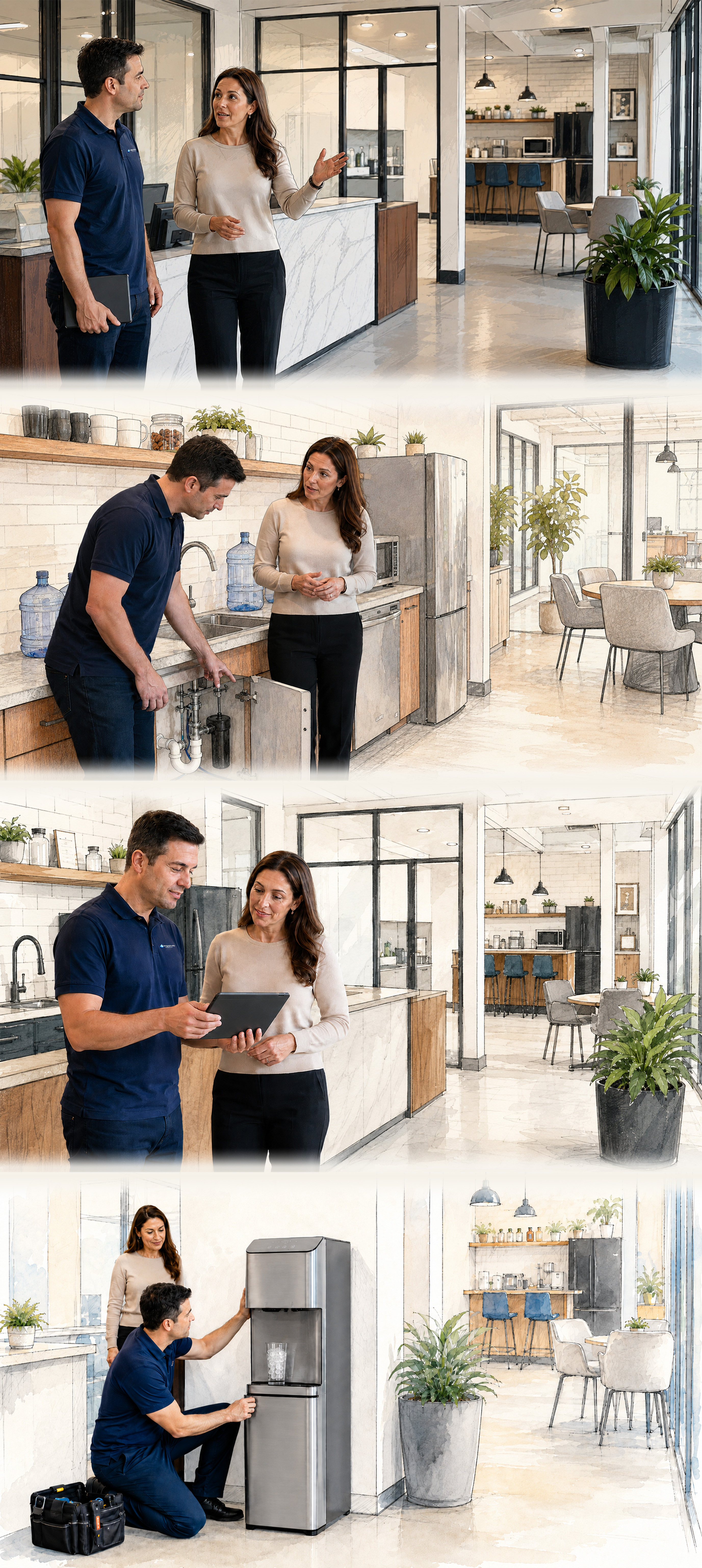 Office water recommendation and installation process