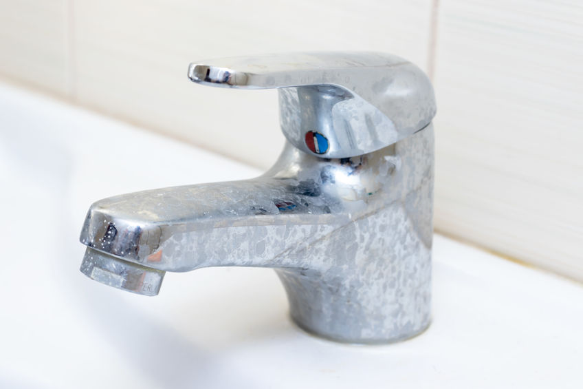 Hard Water staining a faucet